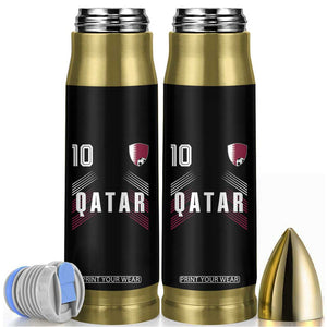 Qatar Soccer Sports Graphic Number 10 Jersey Style Bullet Tumbler Proud Qatari Football Fans Game Day Pride TS02 Black Print Your Wear