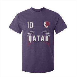 Qatar Soccer Sports Graphic Number 10 Jersey Style T Shirt For Kid Proud Qatari Football Fans Game Day Pride TS02 Purple Print Your Wear