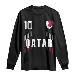 Qatar Soccer Sports Graphic Number 10 Jersey Style Long Sleeve Shirt Proud Qatari Football Fans Game Day Pride TS02 Black Print Your Wear