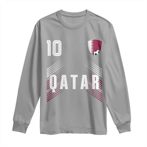Qatar Soccer Sports Graphic Number 10 Jersey Style Long Sleeve Shirt Proud Qatari Football Fans Game Day Pride TS02 Sport Gray Print Your Wear
