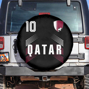 Qatar Soccer Sports Graphic Number 10 Jersey Style Spare Tire Cover Proud Qatari Football Fans Game Day Pride TS02 No hole Black Print Your Wear