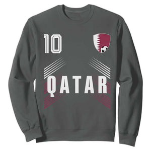 Qatar Soccer Sports Graphic Number 10 Jersey Style Sweatshirt Proud Qatari Football Fans Game Day Pride TS02 Dark Heather Print Your Wear