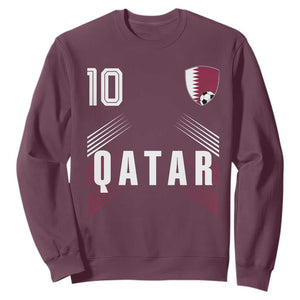 Qatar Soccer Sports Graphic Number 10 Jersey Style Sweatshirt Proud Qatari Football Fans Game Day Pride TS02 Maroon Print Your Wear