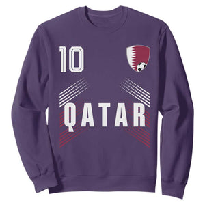Qatar Soccer Sports Graphic Number 10 Jersey Style Sweatshirt Proud Qatari Football Fans Game Day Pride TS02 Purple Print Your Wear