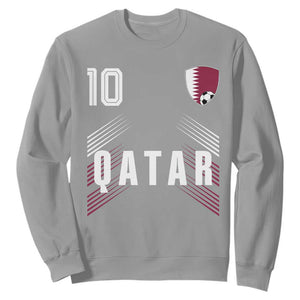 Qatar Soccer Sports Graphic Number 10 Jersey Style Sweatshirt Proud Qatari Football Fans Game Day Pride TS02 Sport Gray Print Your Wear