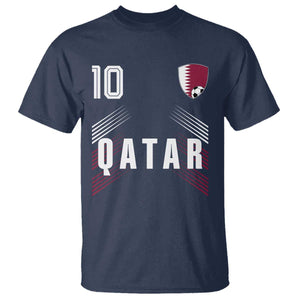 Qatar Soccer Sports Graphic Number 10 Jersey Style T Shirt Proud Qatari Football Fans Game Day Pride TS02 Navy Print Your Wear