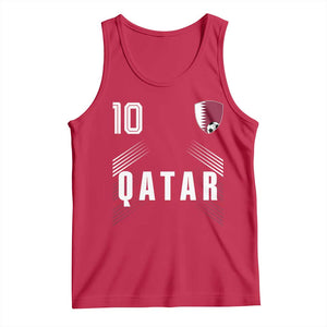 Qatar Soccer Sports Graphic Number 10 Jersey Style Tank Top Proud Qatari Football Fans Game Day Pride TS02 Red Print Your Wear