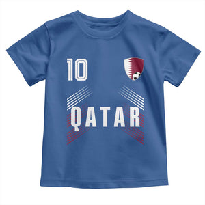 Qatar Soccer Sports Graphic Number 10 Jersey Style Toddler T Shirt Proud Qatari Football Fans Game Day Pride TS02 Royal Blue Print Your Wear