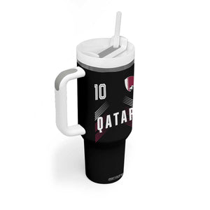 Qatar Soccer Sports Graphic Number 10 Jersey Style Tumbler With Handle Proud Qatari Football Fans Game Day Pride TS02 Print Your Wear