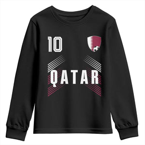 Qatar Soccer Sports Graphic Number 10 Jersey Style Youth Sweatshirt Proud Qatari Football Fans Game Day Pride TS02 Black Print Your Wear