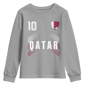 Qatar Soccer Sports Graphic Number 10 Jersey Style Youth Sweatshirt Proud Qatari Football Fans Game Day Pride TS02 Sport Gray Print Your Wear