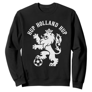 Hup Holland Hup Netherlands Crowned Lion Rampant Playing Football Graphic Sweatshirt Nederlands Coat of Arms Inspo Dutch Soccer Fans