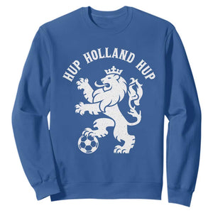 Hup Holland Hup Netherlands Crowned Lion Rampant Playing Football Graphic Sweatshirt Nederlands Coat of Arms Inspo Dutch Soccer Fans