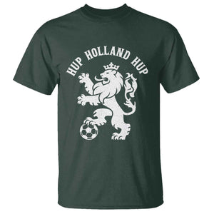 Hup Holland Hup Netherlands Crowned Lion Rampant Playing Football Graphic T Shirt Nederlands Coat of Arms Inspo Dutch Soccer Fans