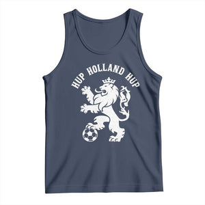 Hup Holland Hup Netherlands Crowned Lion Rampant Playing Football Graphic Tank Top Nederlands Coat of Arms Inspo Dutch Soccer Fans