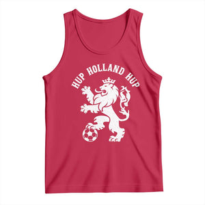 Hup Holland Hup Netherlands Crowned Lion Rampant Playing Football Graphic Tank Top Nederlands Coat of Arms Inspo Dutch Soccer Fans