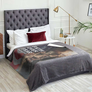 Faith Over Fear Psalm 118:5 Christian Patriotic Throw Blanket Jesus Lion Cross American Flag TS02 Print Your Wear