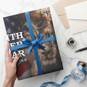 Faith Over Fear Psalm 118:5 Christian Patriotic Wrapping Paper Roll Jesus Lion Cross American Flag TS02 Print Your Wear