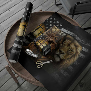 Lion of Judah Faith Patriotic Christian Wrapping Paper Roll Jesus Praying with Cross American Flag TS02 Print Your Wear