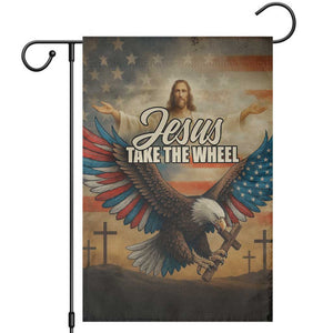 Jesus Take the Wheel Patriotic Eagle Garden Flag Christian American Flag Faith TS02 Multicolor Print Your Wear