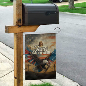 Jesus Take the Wheel Patriotic Eagle Garden Flag Christian American Flag Faith TS02 Print Your Wear