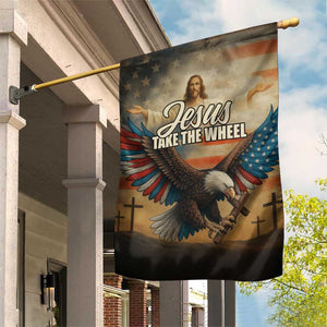 Jesus Take the Wheel Patriotic Eagle Garden Flag Christian American Flag Faith TS02 Print Your Wear