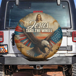 Jesus Take the Wheel Patriotic Eagle Spare Tire Cover Christian American Flag Faith TS02 No hole Multicolor Print Your Wear