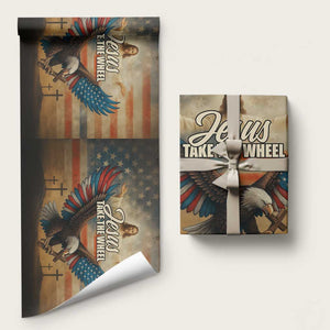 Jesus Take the Wheel Patriotic Eagle Wrapping Paper Roll Christian American Flag Faith TS02 Matte Multicolor Print Your Wear