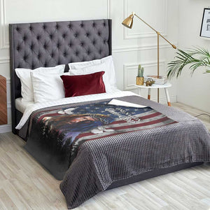 One Nation Under God Christian Throw Blanket Jesus Portrait with American Flag Doves Patriotic TS02 Print Your Wear