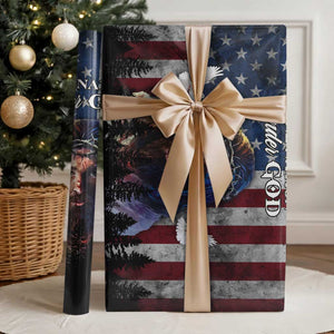 One Nation Under God Christian Wrapping Paper Roll Jesus Portrait with American Flag Doves Patriotic TS02 Glossy Multicolor Print Your Wear