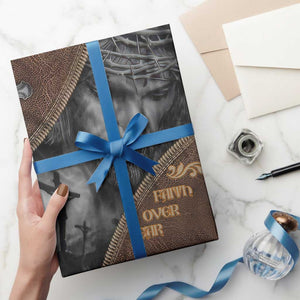 Faith Over Fear Rustic Christian Wrapping Paper Roll Jesus Cross Black and Brown Leather Style Effect TS02 Print Your Wear