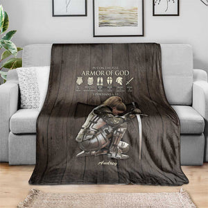 Personalized Armor of God Christian Wooden Style Throw Blanket Ephesians 6:10 Scripture Faith Gift for Women TS02 Print Your Wear