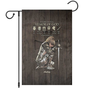 Personalized Armor of God Christian Wooden Style Garden Flag Ephesians 6:10 Scripture Faith Gift for Women TS02 Rusitc Oak Print Your Wear