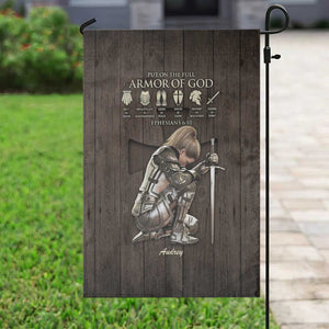 Personalized Armor of God Christian Wooden Style Garden Flag Ephesians 6:10 Scripture Faith Gift for Women TS02 Print Your Wear