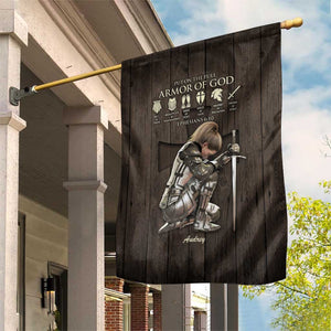 Personalized Armor of God Christian Wooden Style Garden Flag Ephesians 6:10 Scripture Faith Gift for Women TS02 Print Your Wear