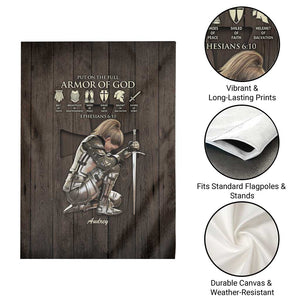 Personalized Armor of God Christian Wooden Style Garden Flag Ephesians 6:10 Scripture Faith Gift for Women TS02 Print Your Wear