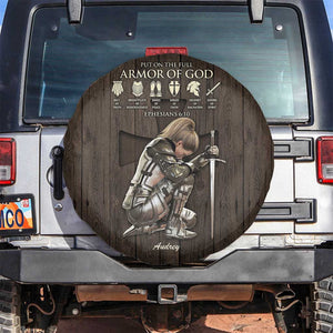Personalized Armor of God Christian Wooden Style Spare Tire Cover Ephesians 6:10 Scripture Faith Gift for Women TS02 No hole Rusitc Oak Print Your Wear