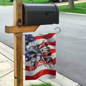 Patriotic Native American Chief Feather Headdress Garden Flag Indigenous Pride USA Flag Heritage Gift TS02 Print Your Wear
