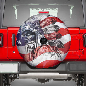Patriotic Native American Chief Feather Headdress Spare Tire Cover Indigenous Pride USA Flag Heritage Gift TS02 American Flag Print Your Wear