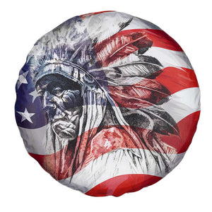 Patriotic Native American Chief Feather Headdress Spare Tire Cover Indigenous Pride USA Flag Heritage Gift TS02 Print Your Wear