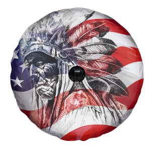 Patriotic Native American Chief Feather Headdress Spare Tire Cover Indigenous Pride USA Flag Heritage Gift TS02 Print Your Wear