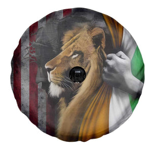 Irish American Heritage Lion of Judah Spare Tire Cover Patriotic Christian Jesus Crown of Thorns Faith Gift TS02 Print Your Wear