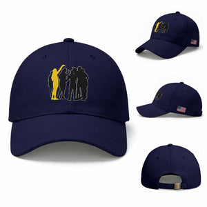 Viral Basketball Pointing Huddle Baseball Cap Funny Women Sports Culture Meme Yellow Silhouette Graphic TS02 Baseball Cap Universal Fit Dark Blue Print Your Wear