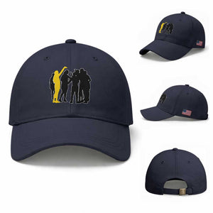 Viral Basketball Pointing Huddle Baseball Cap Funny Women Sports Culture Meme Yellow Silhouette Graphic TS02 Baseball Cap Universal Fit Navy Print Your Wear