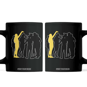 Viral Basketball Pointing Huddle Coffee Mug Funny Women Sports Culture Meme Yellow Silhouette Graphic TS02 Black Print Your Wear