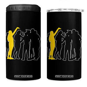 Viral Basketball Pointing Huddle 4 in 1 Can Cooler Tumbler Funny Women Sports Culture Meme Yellow Silhouette Graphic TS02 One Size: 16 oz Black Print Your Wear