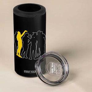 Viral Basketball Pointing Huddle 4 in 1 Can Cooler Tumbler Funny Women Sports Culture Meme Yellow Silhouette Graphic TS02 Print Your Wear
