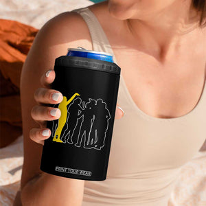 Viral Basketball Pointing Huddle 4 in 1 Can Cooler Tumbler Funny Women Sports Culture Meme Yellow Silhouette Graphic TS02 Print Your Wear