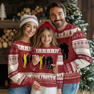 Viral Basketball Pointing Huddle Ugly Christmas Sweater Funny Women Sports Culture Meme Yellow Silhouette Graphic TS02 Red Beige Print Your Wear
