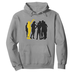 Viral Basketball Pointing Huddle Hoodie Funny Women Sports Culture Meme Yellow Silhouette Graphic TS02 Sport Gray Print Your Wear